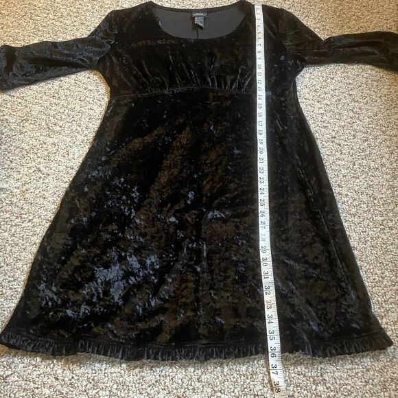 Brett Alexander Womens Crushed Velvet Babydoll Dress Size 14 Black Whimsigoth - Picture 8 of 8